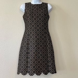 Michael Kors Collection Luxury Group Black Dress Scallop Hem Jacquard Size 2